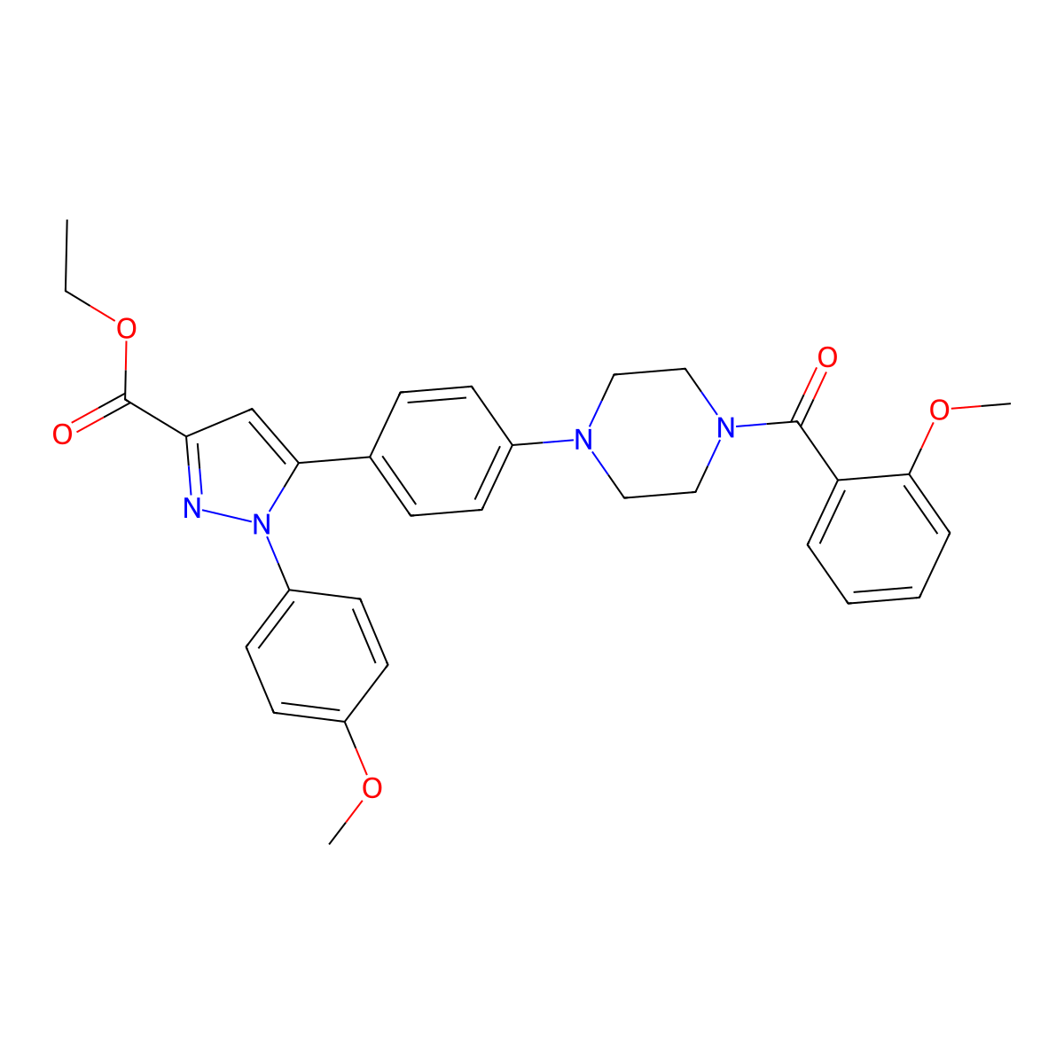 ethyl 5-{4-[4-(2-methoxybenzoyl)piperazino]phenyl}-1-(4-methoxyphenyl)-1H-pyrazole-3-carboxylate molecular structure, CAS 1007517-48-7
