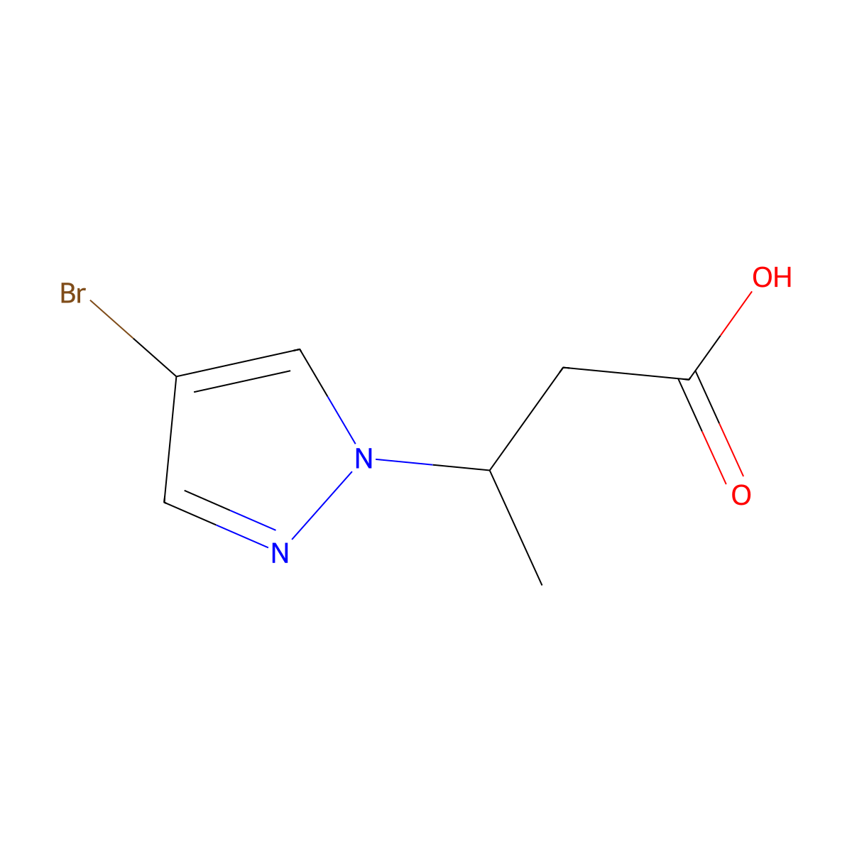 3-(4-bromo-1H-pyrazol-1-yl)butanoic acid molecular structure, CAS 1007517-56-7
