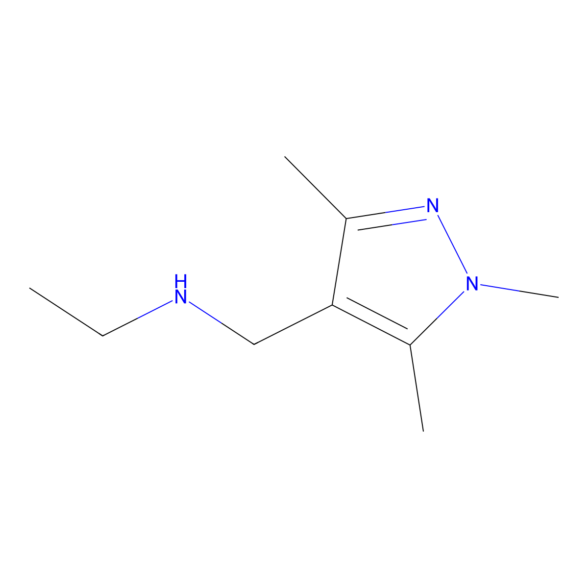 N-[(1,3,5-trimethyl-1H-pyrazol-4-yl)methyl]ethanamine molecular structure, CAS 1007520-32-2
