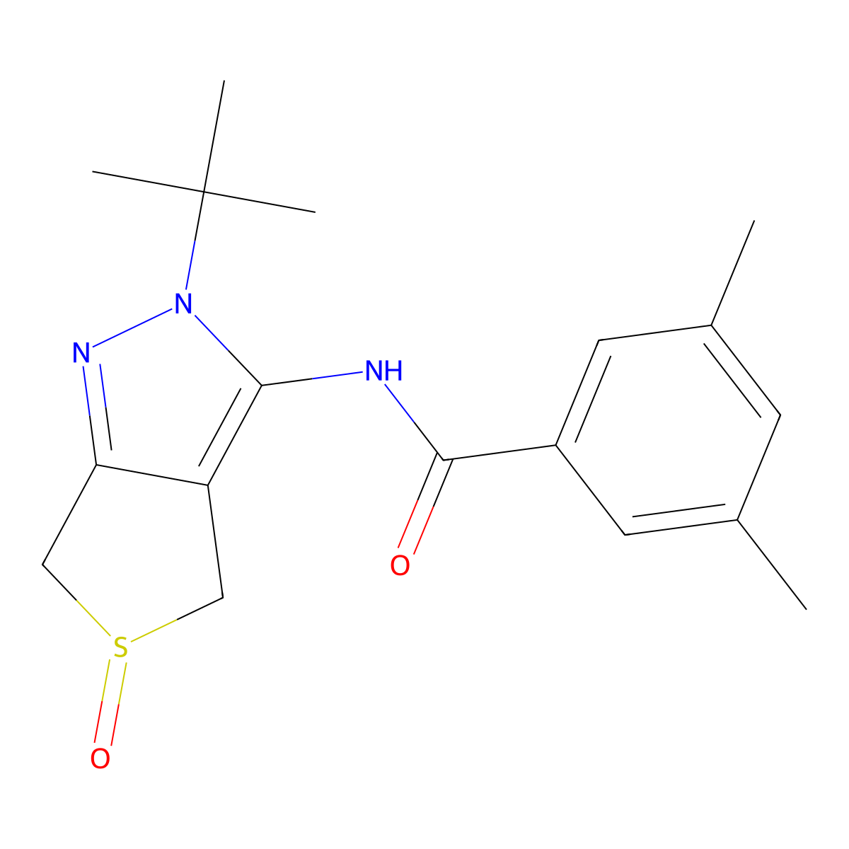 N-(2-(tert-butyl)-5-oxido-4,6-dihydro-2H-thieno[3,4-c]pyrazol-3-yl)-3,5-dimethylbenzamide molecular structure, CAS 1007528-56-4