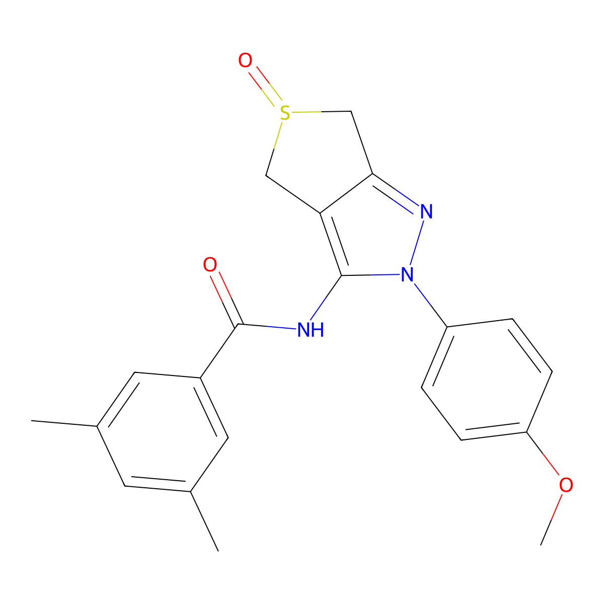 N-(2-(4-methoxyphenyl)-5-oxido-4,6-dihydro-2H-thieno[3,4-c]pyrazol-3-yl)-3,5-dimethylbenzamide molecular structure, CAS 1007528-64-4