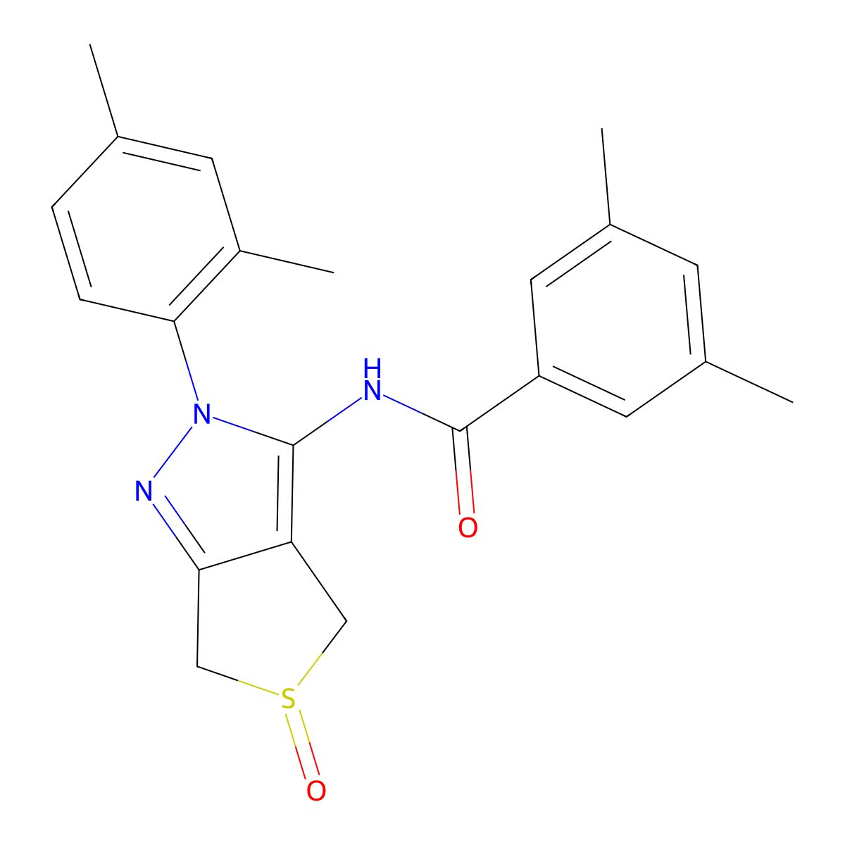 N-(2-(2,4-dimethylphenyl)-5-oxido-4,6-dihydro-2H-thieno[3,4-c]pyrazol-3-yl)-3,5-dimethylbenzamide molecular structure, CAS 1007528-68-8