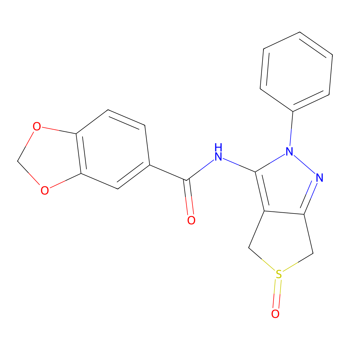 N-(5-oxo-2-phenyl-4,6-dihydrothieno[3,4-c]pyrazol-3-yl)-1,3-benzodioxole-5-carboxamide molecular structure, CAS 1007529-08-9