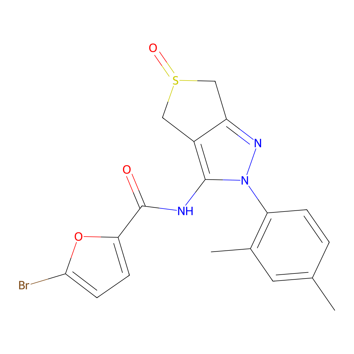 5-bromo-N-[2-(2,4-dimethylphenyl)-5-oxo-4,6-dihydrothieno[3,4-c]pyrazol-3-yl]furan-2-carboxamide molecular structure, CAS 1007529-69-2