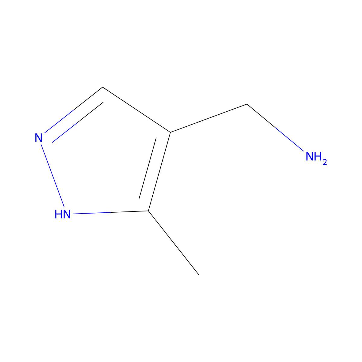 (3-methyl-1H-pyrazol-4-yl)methanamine molecular structure, CAS 1007538-66-0