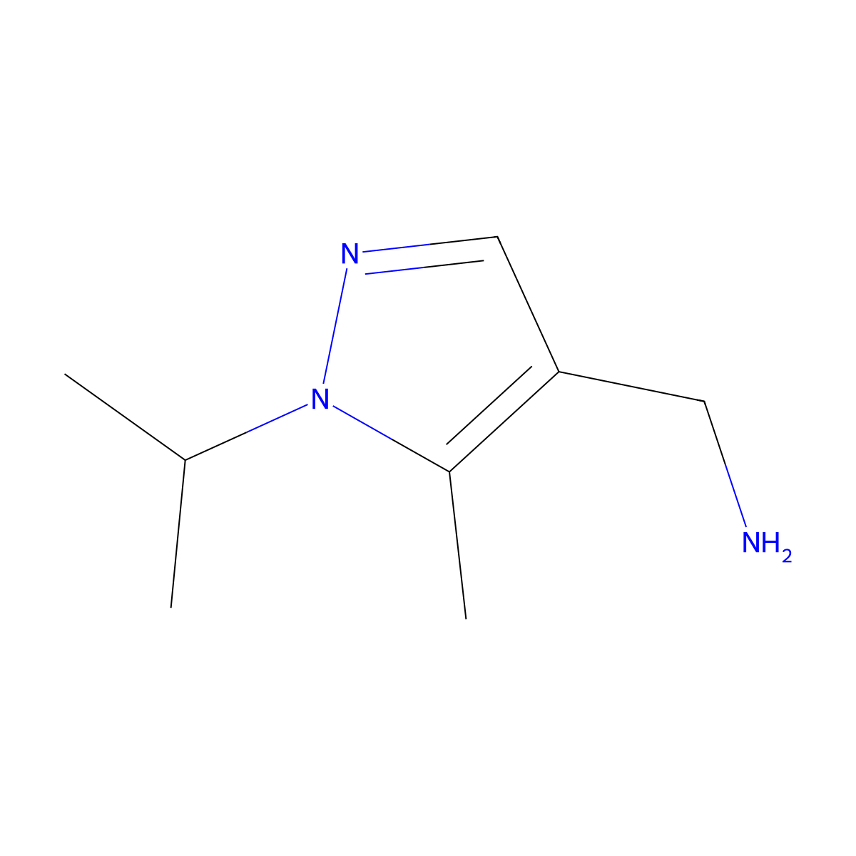 [5-methyl-1-(propan-2-yl)-1H-pyrazol-4-yl]methanamine molecular structure, CAS 1007539-85-6
