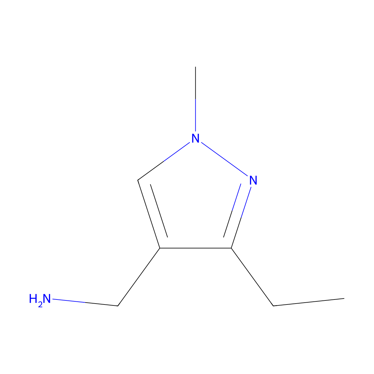 (3-ethyl-1-methyl-1H-pyrazol-4-yl)methanamine molecular structure, CAS 1007540-20-6