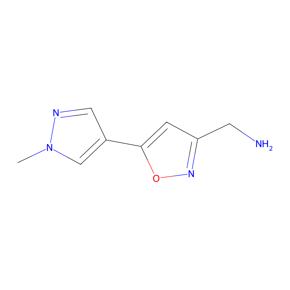 1-[5-(1-methyl-1H-pyrazol-4-yl)-1,2-oxazol-3-yl]methanamine molecular structure, CAS 1007540-25-1