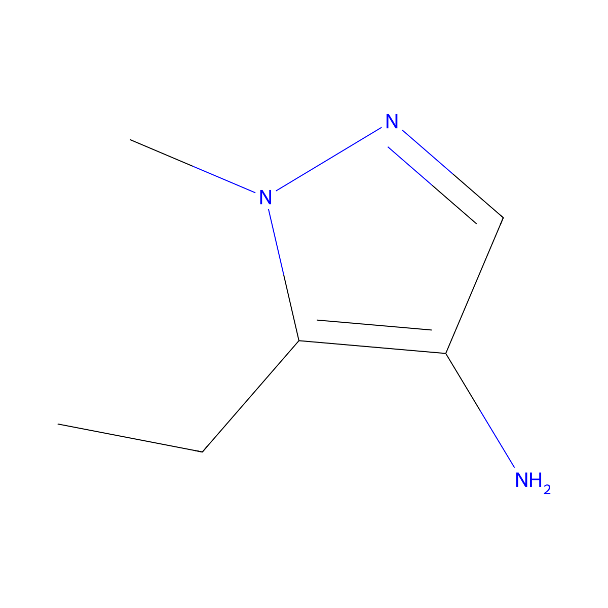 5-ethyl-1-methyl-1H-pyrazol-4-amine molecular structure, CAS 1007541-15-2