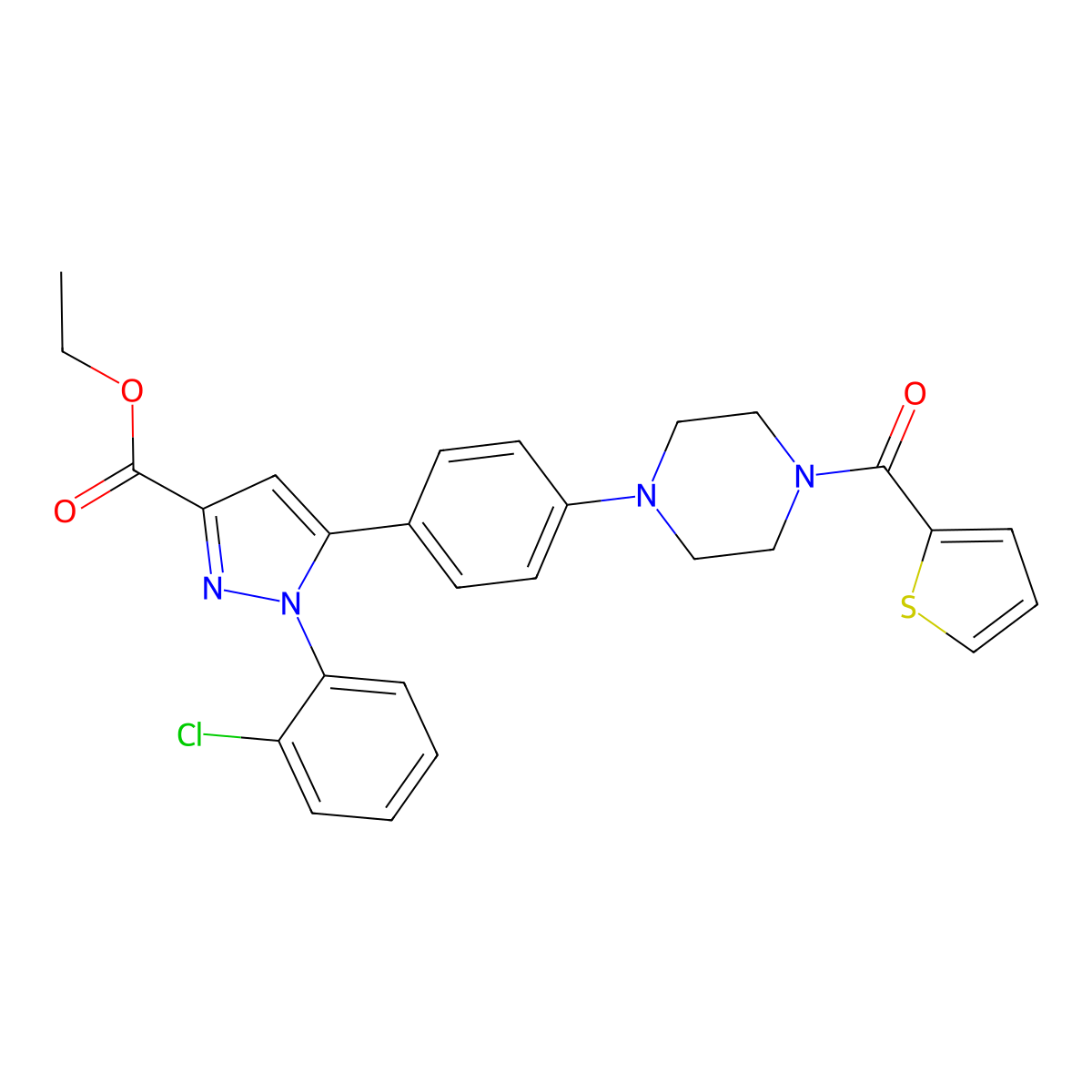 ethyl 1-(2-chlorophenyl)-5-{4-[4-(2-thienylcarbonyl)piperazino]phenyl}-1H-pyrazole-3-carboxylate molecular structure, CAS 1007541-50-5