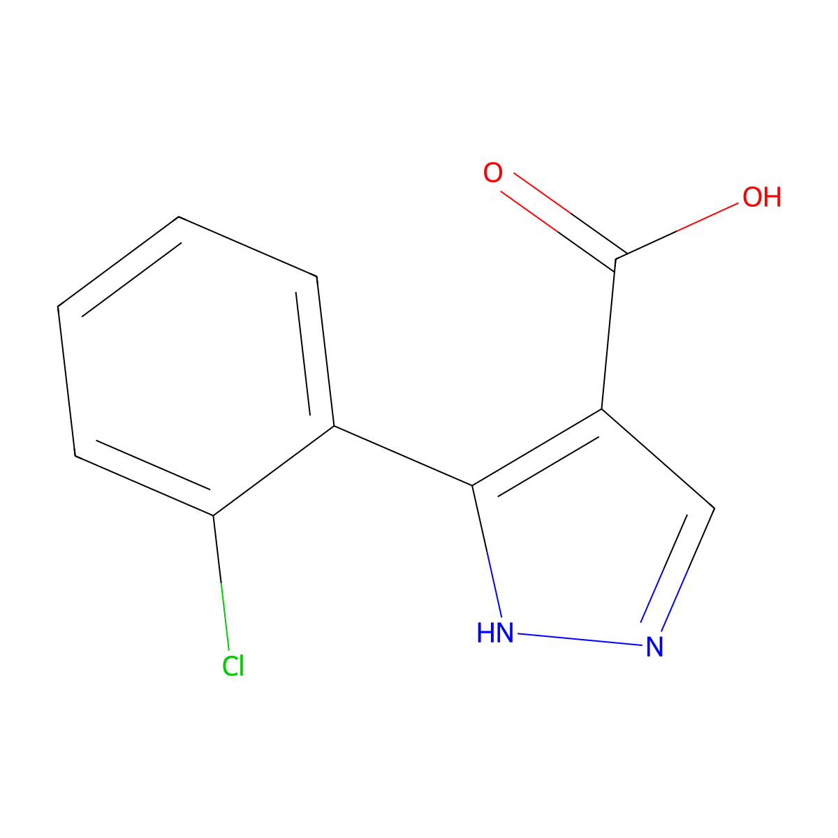 5-(2-chlorophenyl)-1H-pyrazole-4-carboxylic acid molecular structure, CAS 1007541-84-5