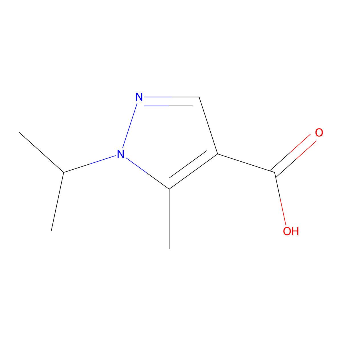 5-methyl-1-(propan-2-yl)-1H-pyrazole-4-carboxylic acid molecular structure, CAS 1007541-94-7