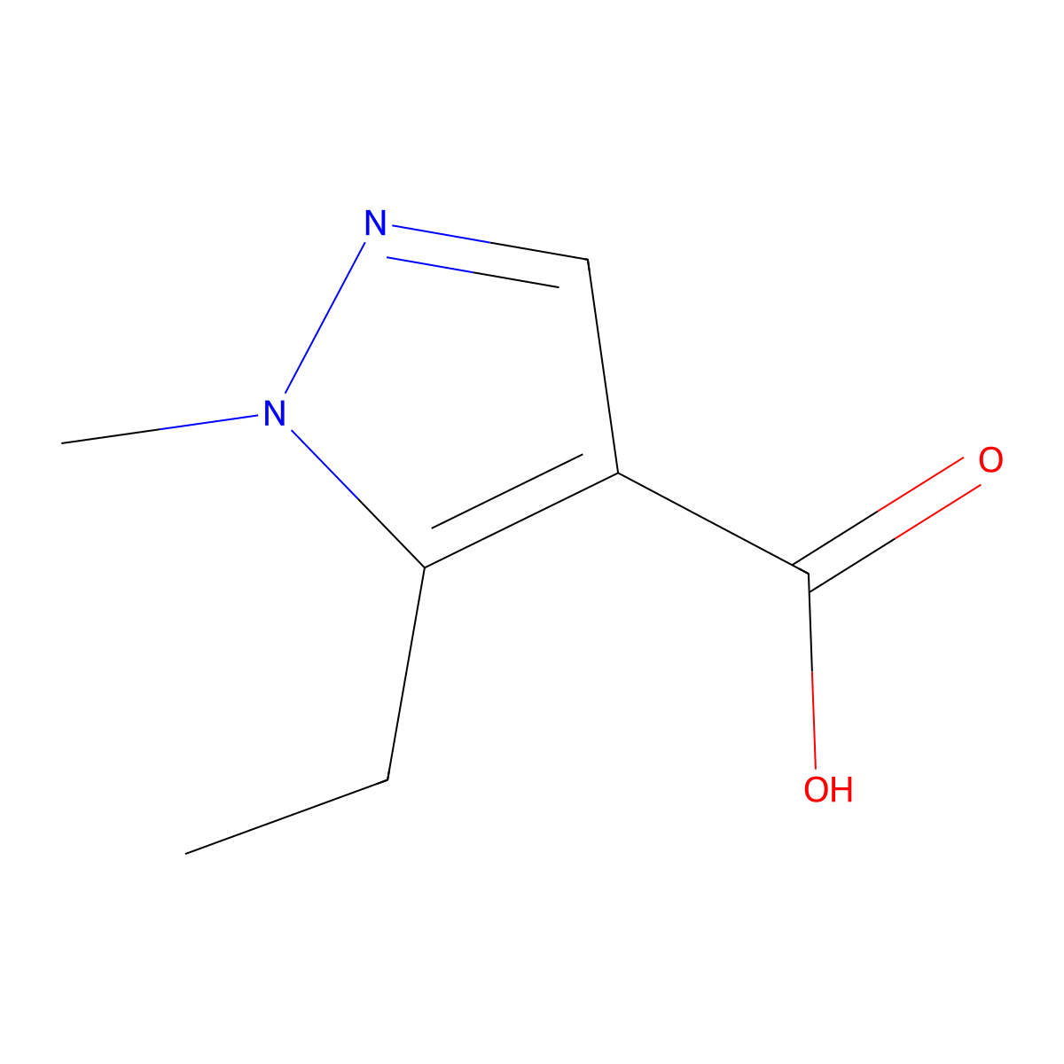 5-ethyl-1-methyl-1H-pyrazole-4-carboxylic acid molecular structure, CAS 1007541-96-9