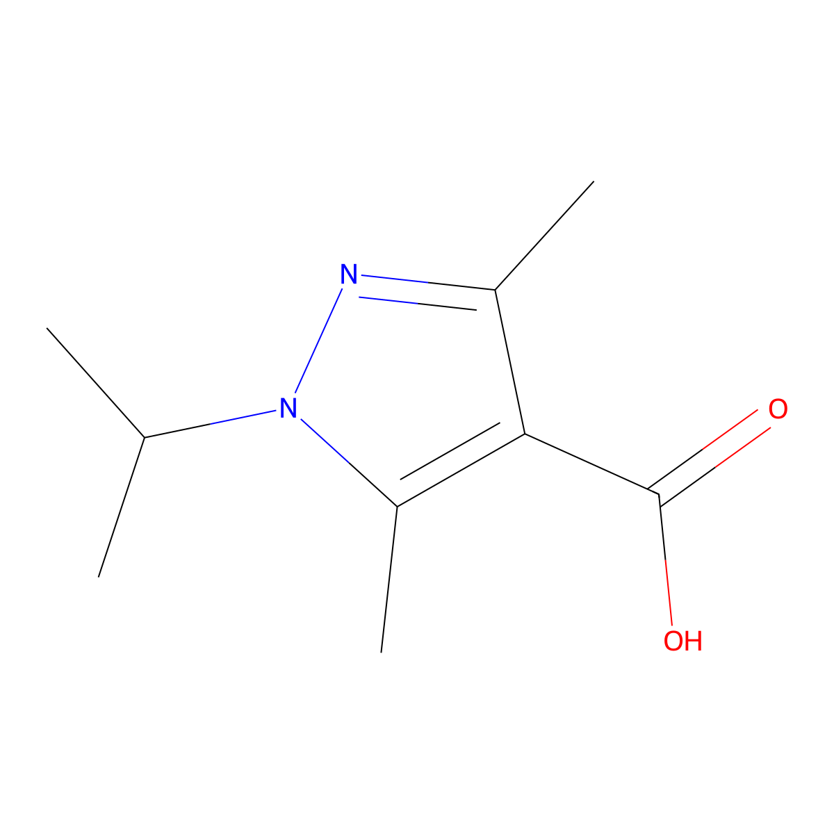 1-isopropyl-3,5-dimethyl-1H-pyrazole-4-carboxylic acid molecular structure, CAS 1007542-01-9