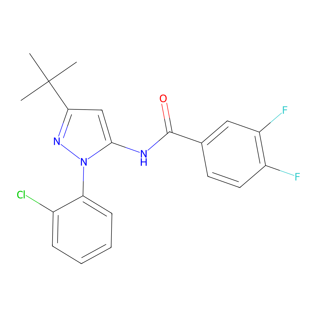 N-[3-Tert-butyl-1-(2-chlorophenyl)-1H-pyrazol-5-YL]-3,4-difluorobenzamide molecular structure, CAS 1007542-19-9
