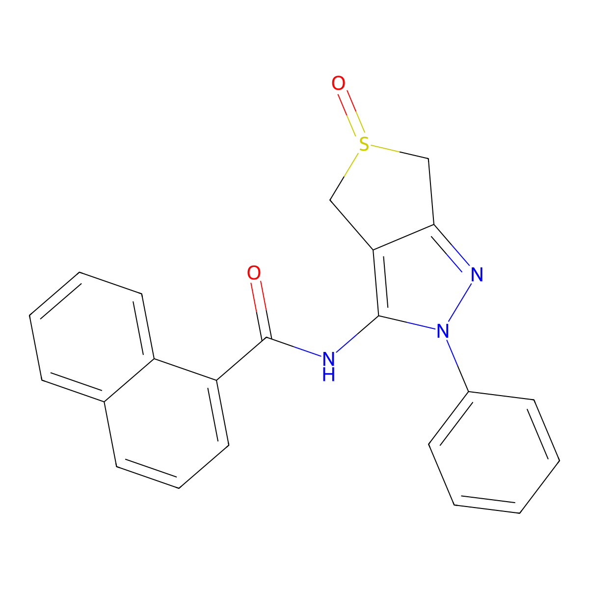 N-(5-oxido-2-phenyl-4,6-dihydro-2H-thieno[3,4-c]pyrazol-3-yl)-1-naphthamide molecular structure, CAS 1007549-61-2