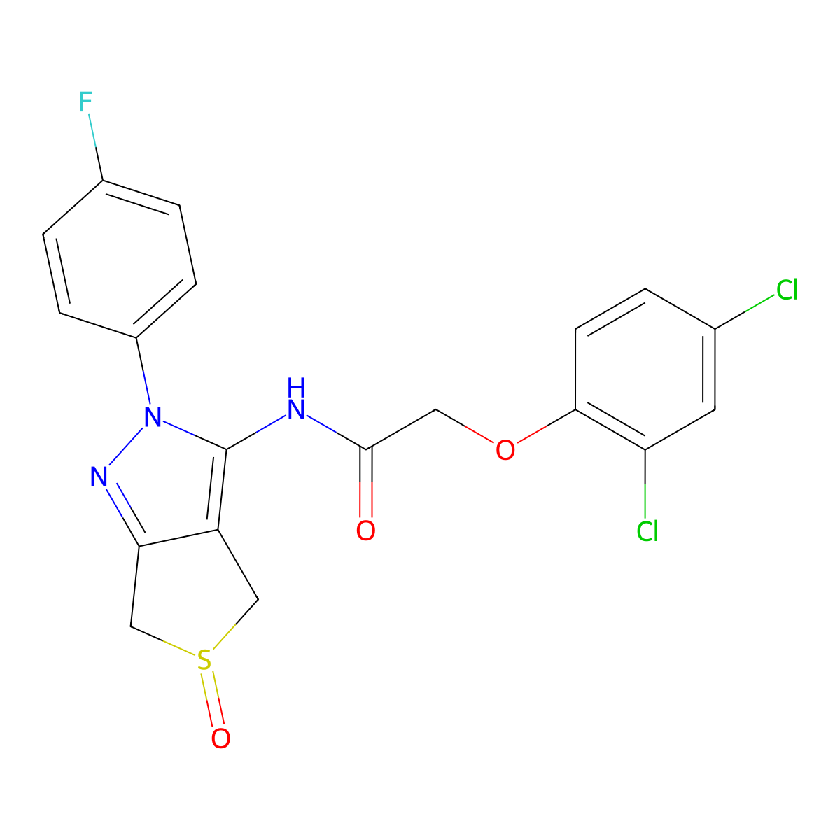 2-(2,4-dichlorophenoxy)-N-[2-(4-fluorophenyl)-5-oxo-4,6-dihydrothieno[3,4-c]pyrazol-3-yl]acetamide molecular structure, CAS 1007550-64-2