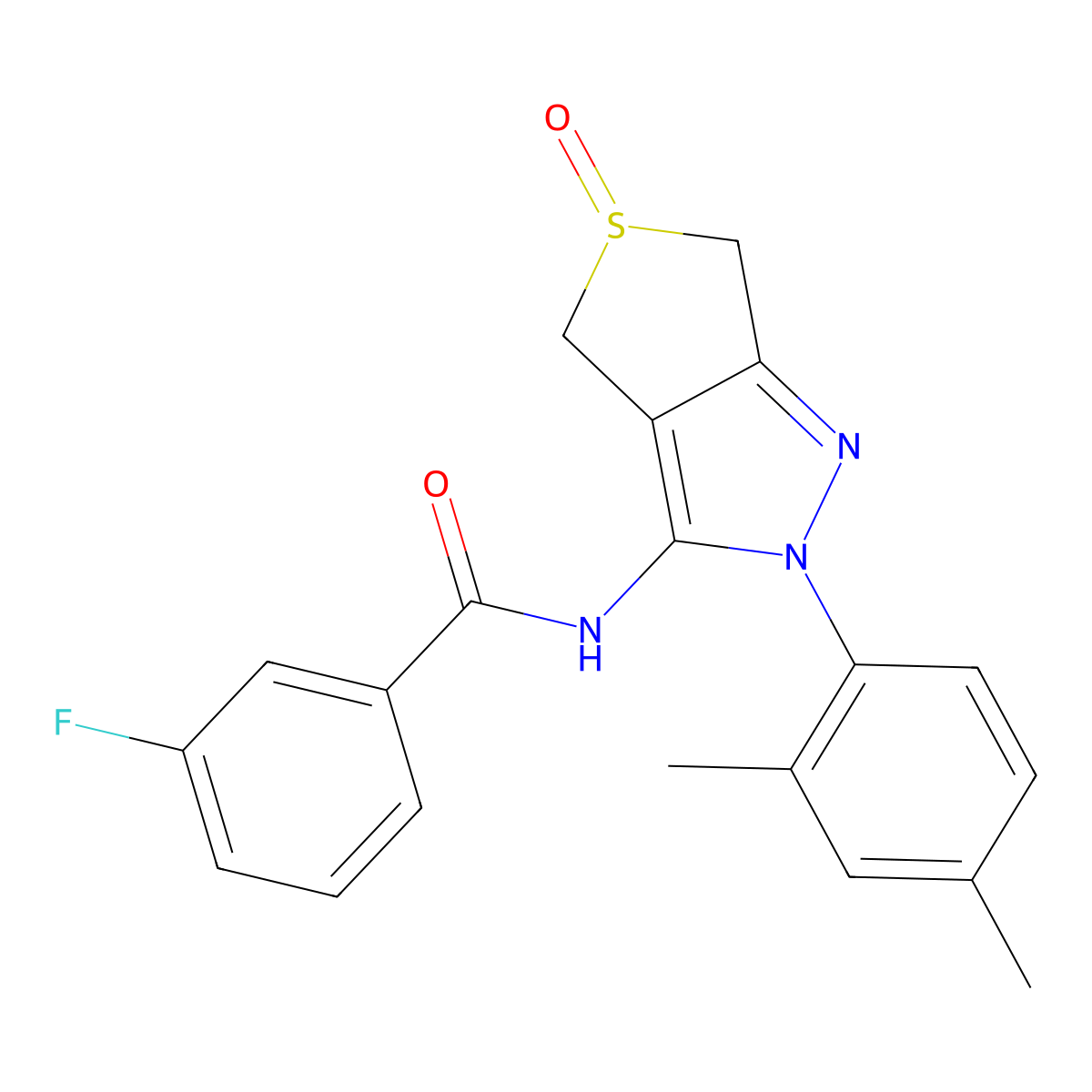 N-[2-(2,4-dimethylphenyl)-5-oxo-4,6-dihydrothieno[3,4-c]pyrazol-3-yl]-3-fluorobenzamide molecular structure, CAS 1007550-67-5