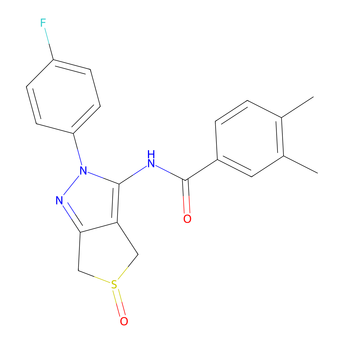 N-[2-(4-fluorophenyl)-5-oxo-4,6-dihydrothieno[3,4-c]pyrazol-3-yl]-3,4-dimethylbenzamide molecular structure, CAS 1007550-69-7
