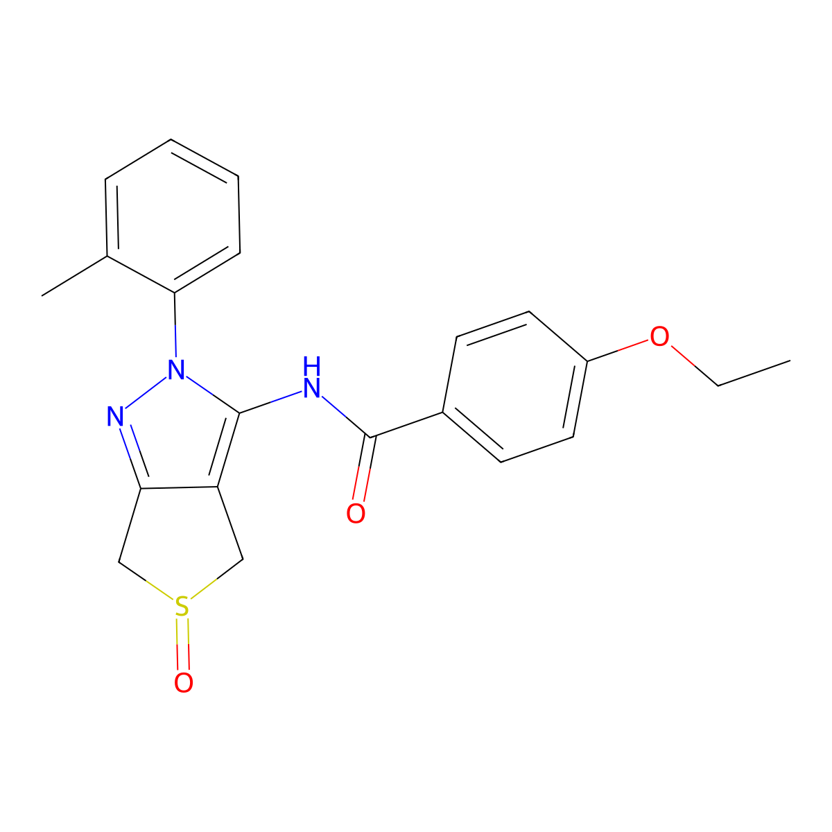 4-ethoxy-N-(5-oxido-2-(o-tolyl)-4,6-dihydro-2H-thieno[3,4-c]pyrazol-3-yl)benzamide molecular structure, CAS 1007550-70-0