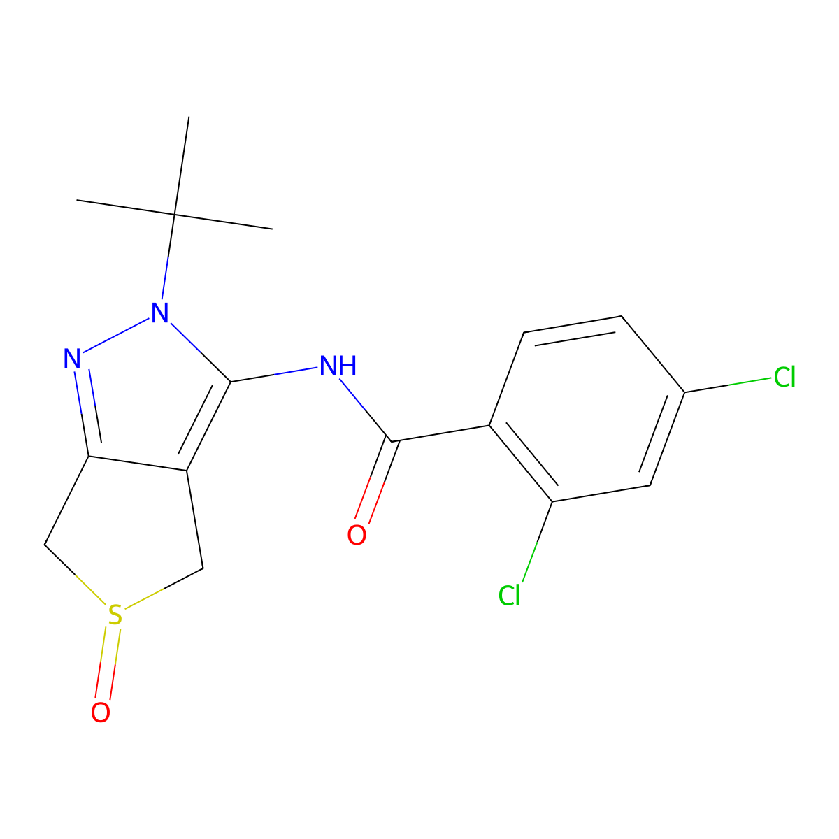 N-(2-tert-butyl-5-oxo-4,6-dihydrothieno[3,4-c]pyrazol-3-yl)-2,4-dichlorobenzamide molecular structure, CAS 1007550-90-4