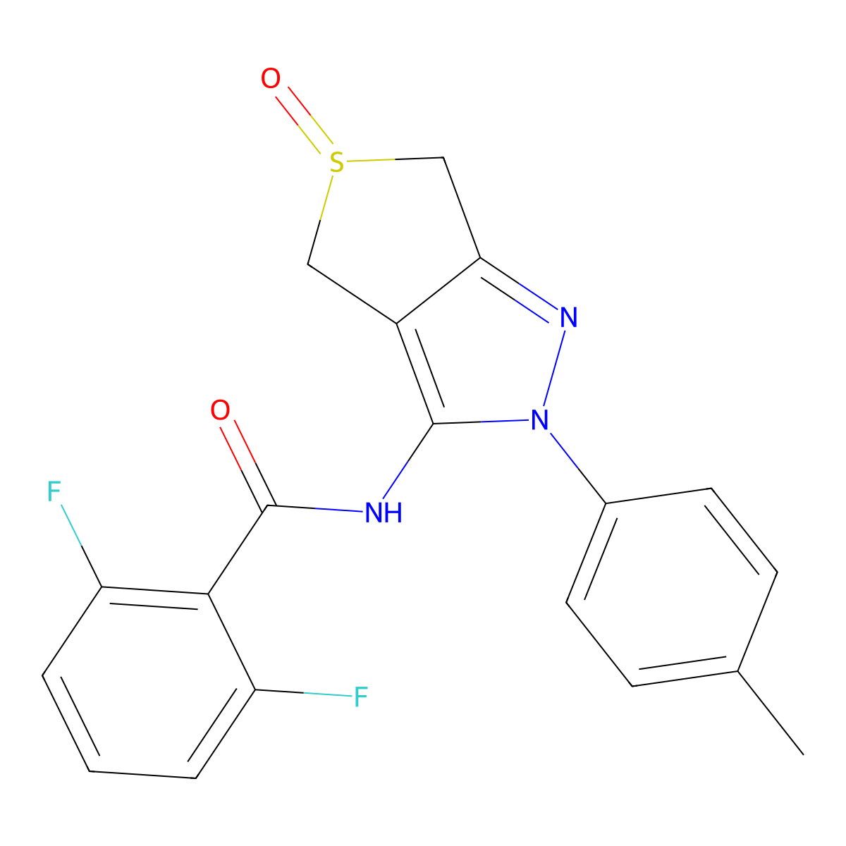 2,6-difluoro-N-[2-(4-methylphenyl)-5-oxo-4,6-dihydrothieno[3,4-c]pyrazol-3-yl]benzamide molecular structure, CAS 1007551-03-2