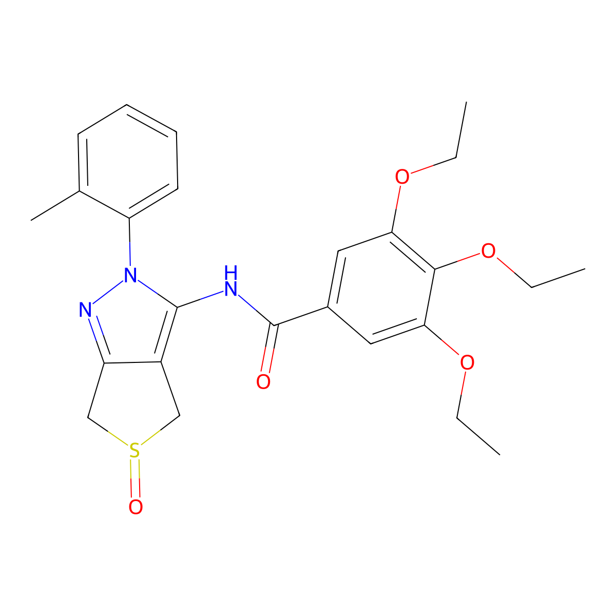 3,4,5-triethoxy-N-(5-oxido-2-(o-tolyl)-4,6-dihydro-2H-thieno[3,4-c]pyrazol-3-yl)benzamide molecular structure, CAS 1007551-18-9