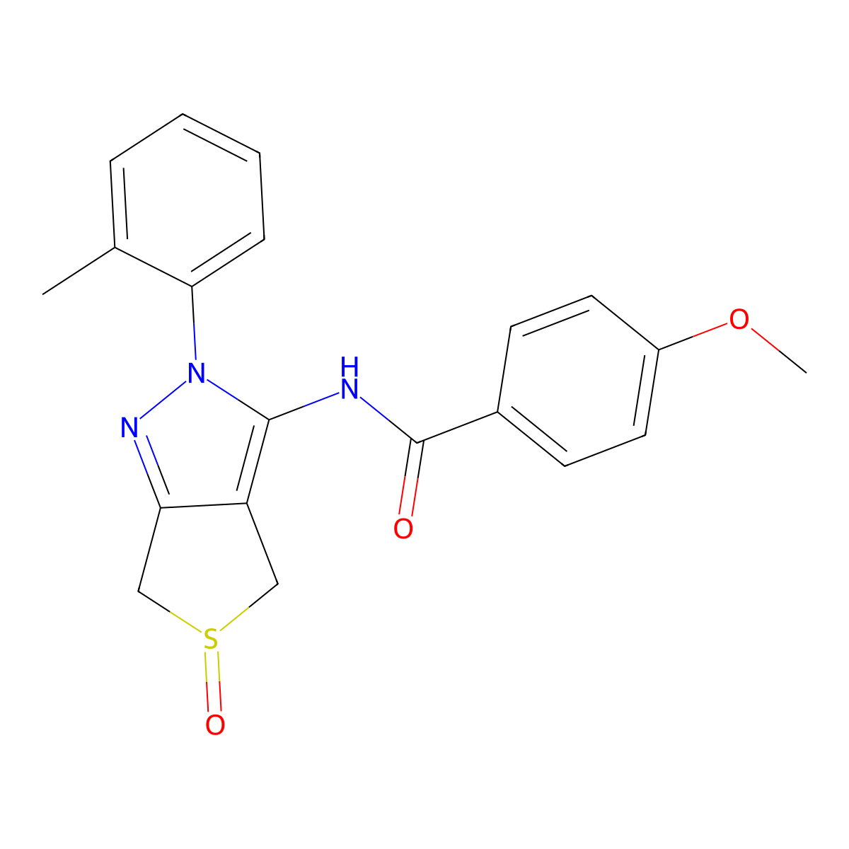 4-methoxy-N-[2-(2-methylphenyl)-5-oxo-4,6-dihydrothieno[3,4-c]pyrazol-3-yl]benzamide molecular structure, CAS 1007551-31-6