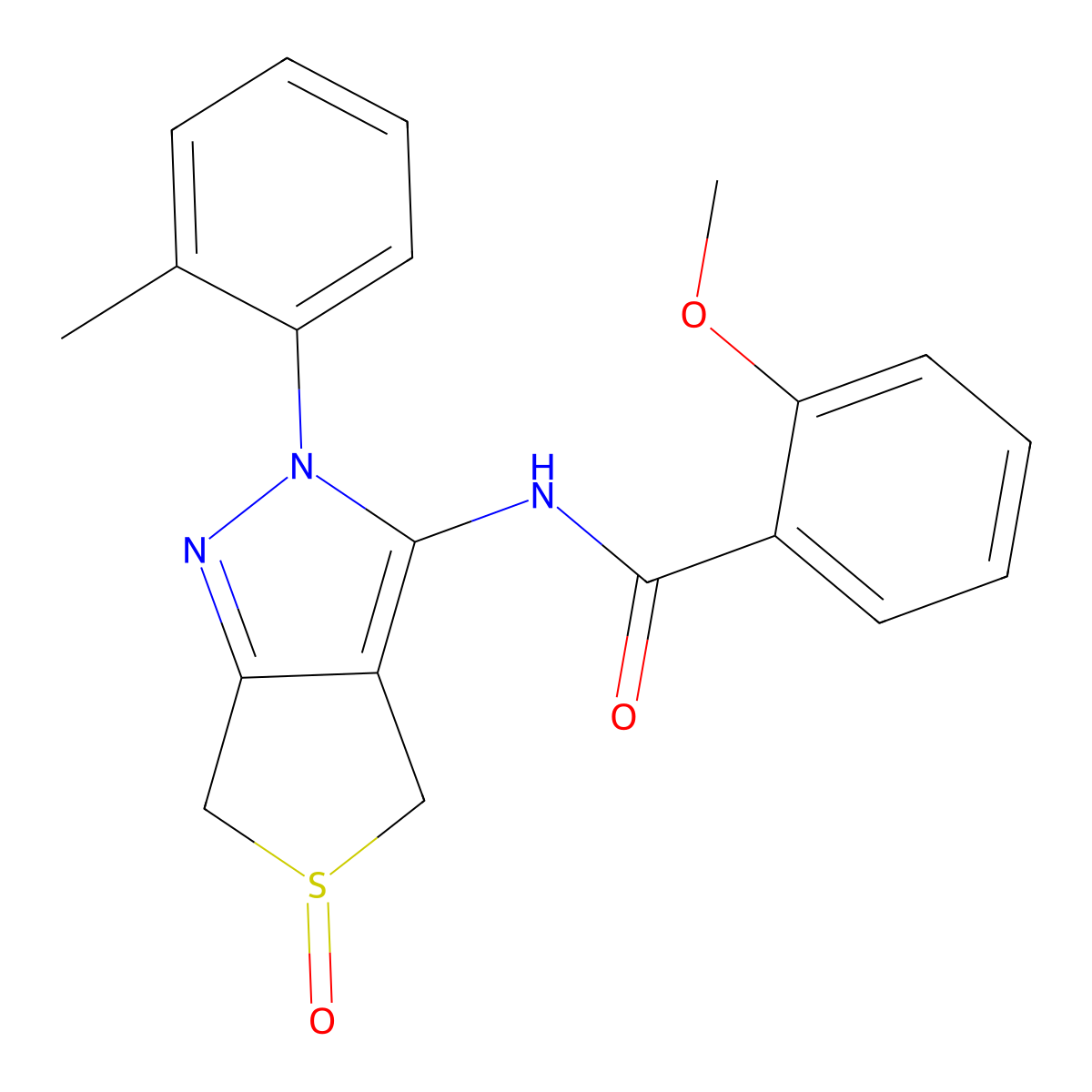 2-methoxy-N-(5-oxido-2-(o-tolyl)-4,6-dihydro-2H-thieno[3,4-c]pyrazol-3-yl)benzamide molecular structure, CAS 1007551-32-7