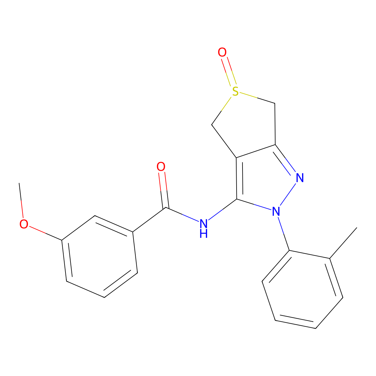 3-methoxy-N-(5-oxido-2-(o-tolyl)-4,6-dihydro-2H-thieno[3,4-c]pyrazol-3-yl)benzamide molecular structure, CAS 1007551-33-8