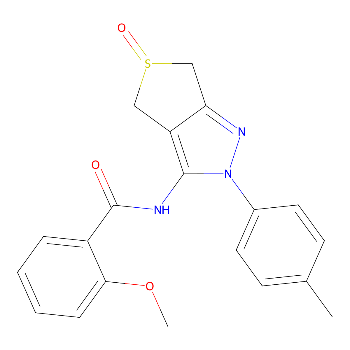 2-methoxy-N-[2-(4-methylphenyl)-5-oxo-4,6-dihydrothieno[3,4-c]pyrazol-3-yl]benzamide molecular structure, CAS 1007551-34-9