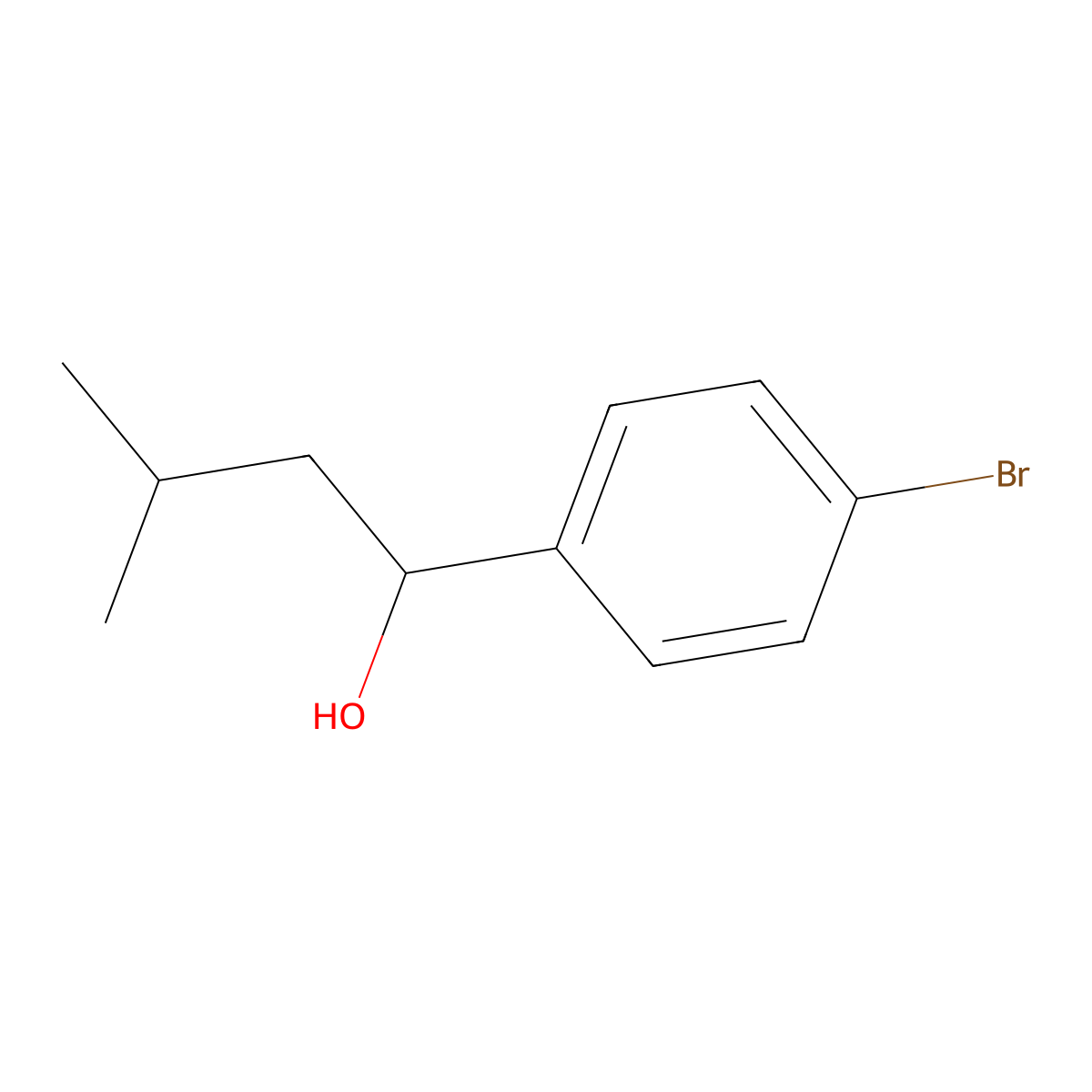 1-(4-Bromophenyl)-3-methylbutan-1-ol molecular structure, CAS 100757-92-4