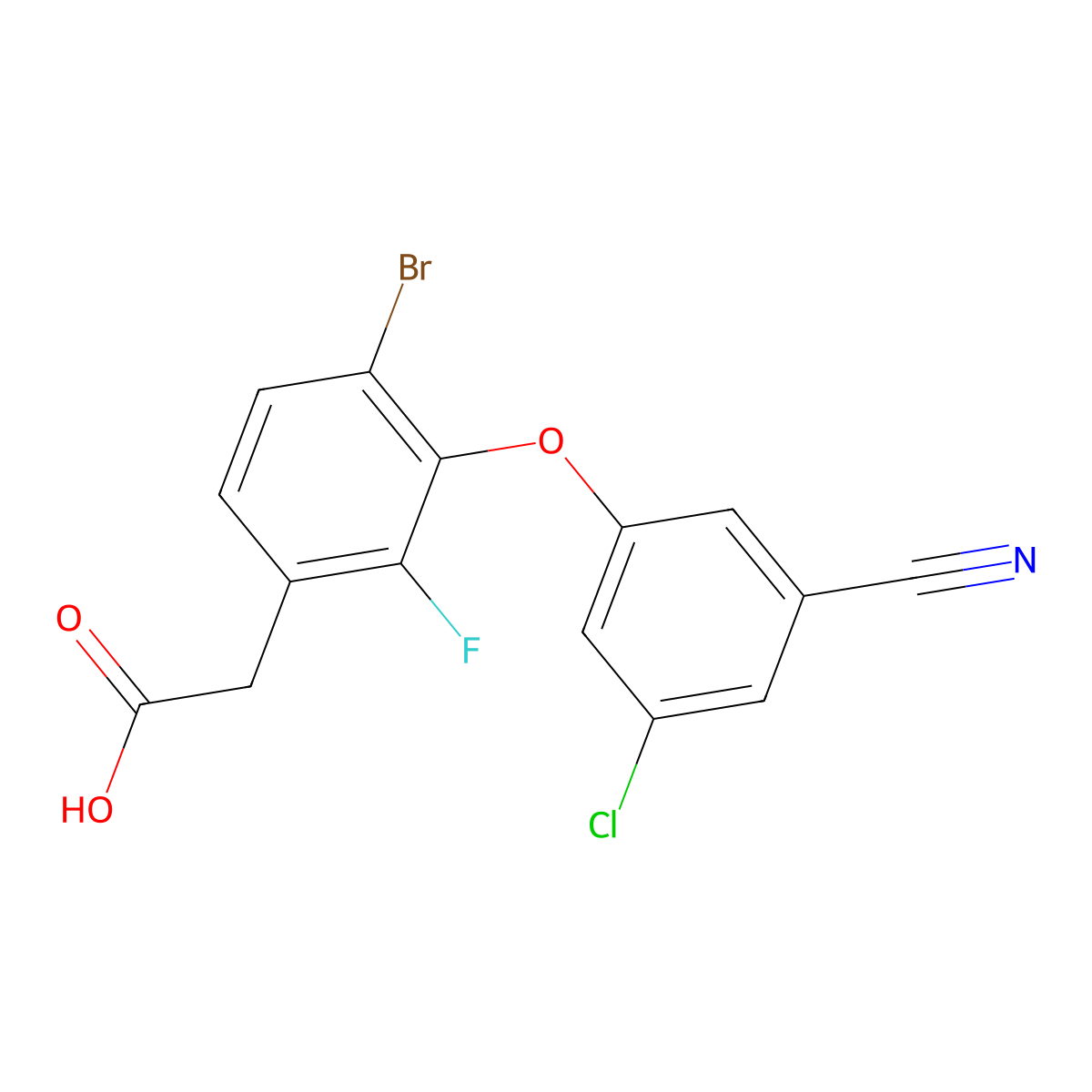 2-(4-Bromo-3-(3-chloro-5-cyanophenoxy)-2-fluorophenyl)acetic acid molecular structure, CAS 1007572-07-7