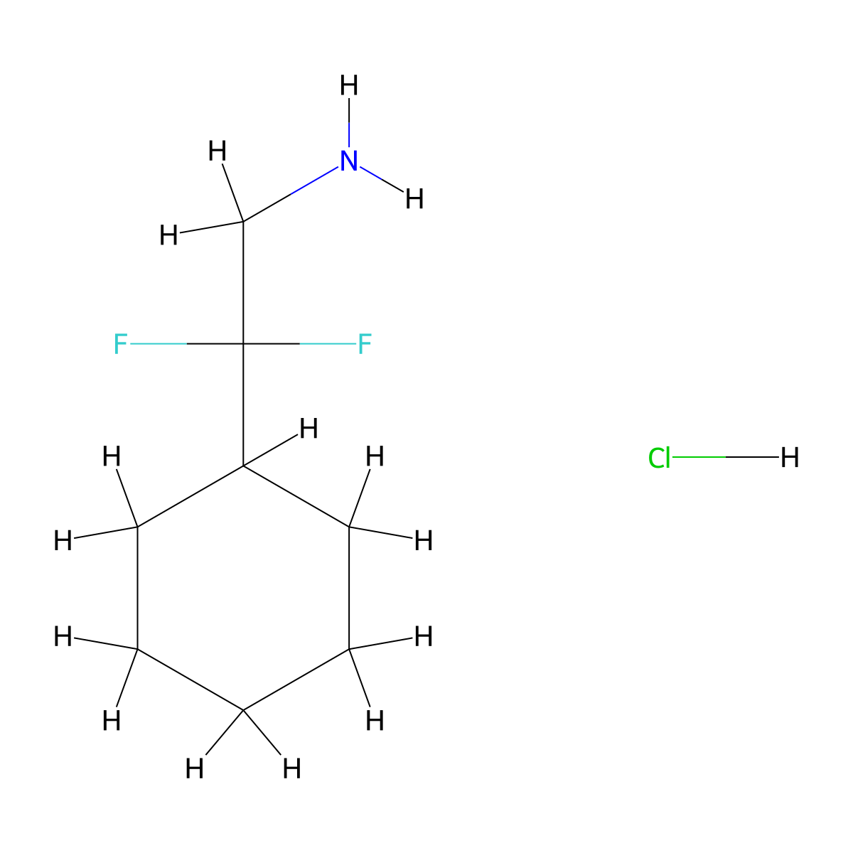 2-Cyclohexyl-2,2-difluoroethanamine;hydrochloride molecular structure, CAS 1007578-80-4