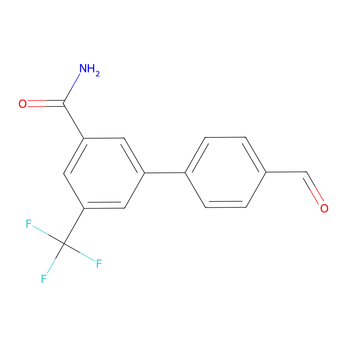 4'-Formyl-5-(trifluoromethyl)-[1,1'-biphenyl]-3-carboxamide molecular structure, CAS 1007580-20-2