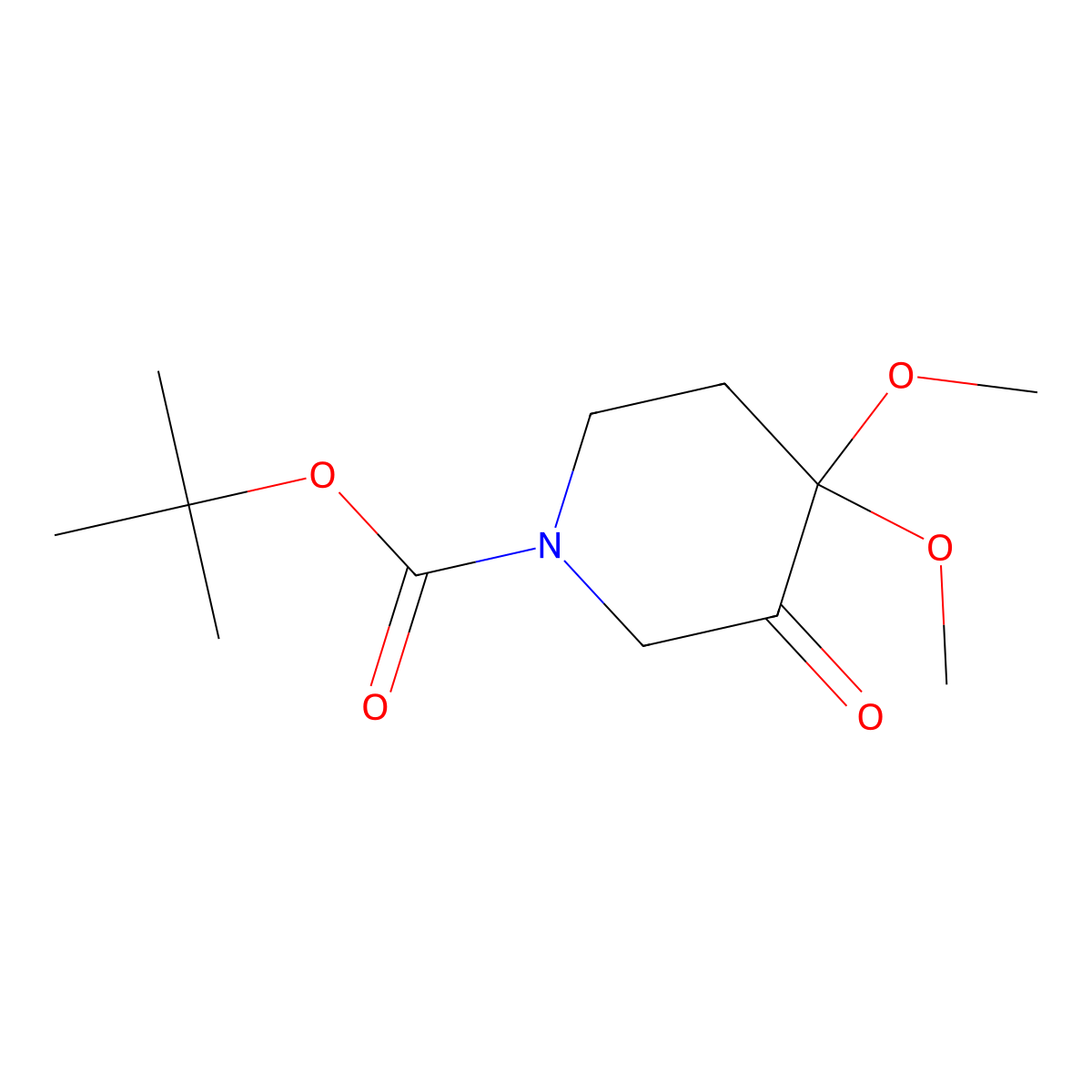 Tert-butyl 4,4-dimethoxy-3-oxopiperidine-1-carboxylate molecular structure, CAS 1007595-82-5