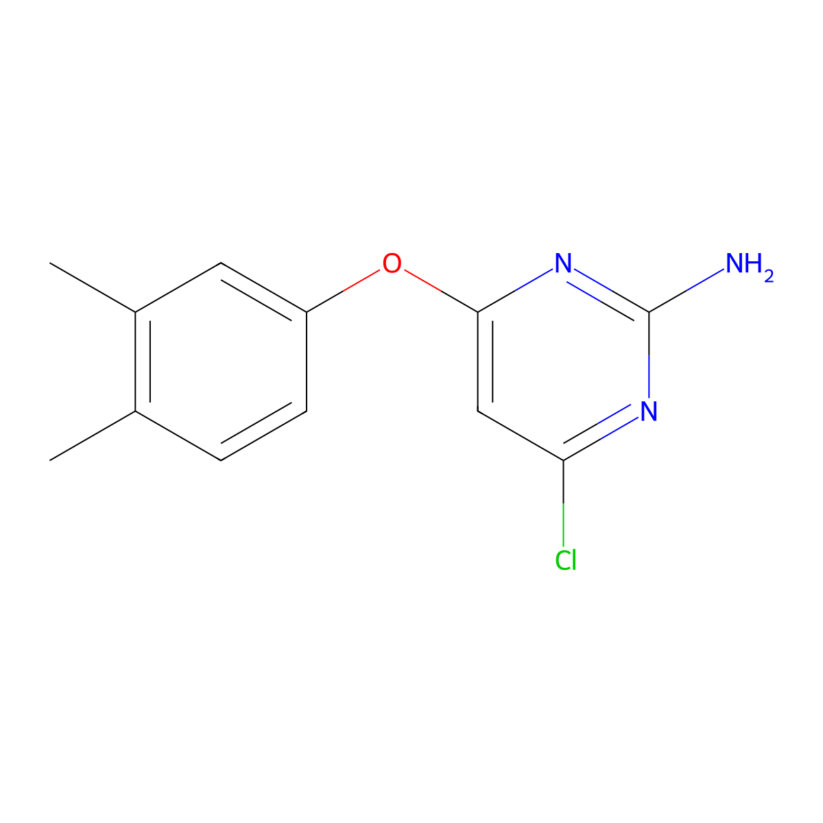 4-Chloro-6-(3,4-dimethylphenoxy)pyrimidin-2-amine molecular structure, CAS 100763-74-4