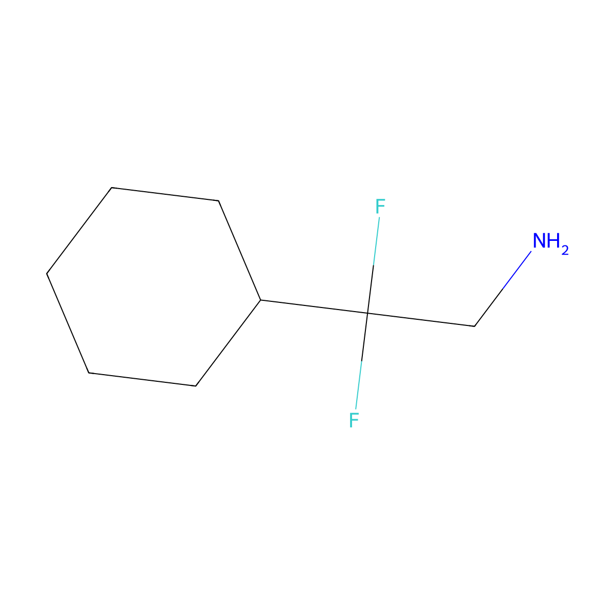 2-Cyclohexyl-2,2-difluoroethanamine molecular structure, CAS 1007631-52-8