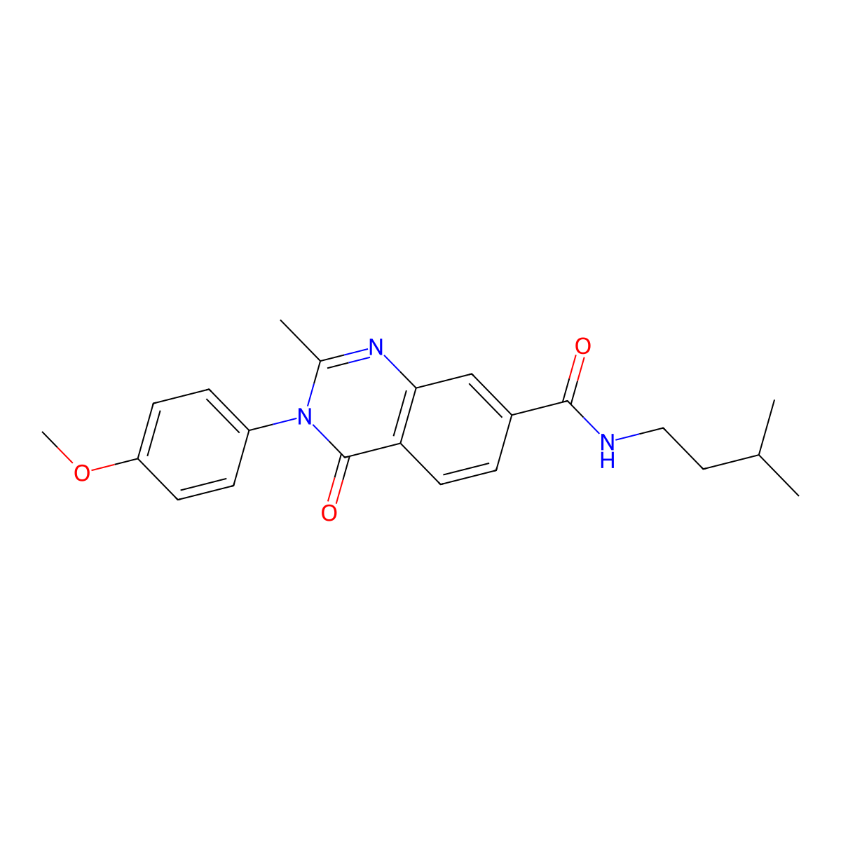 3-(4-methoxyphenyl)-2-methyl-N-(3-methylbutyl)-4-oxo-3,4-dihydroquinazoline-7-carboxamide molecular structure, CAS 1007632-51-0