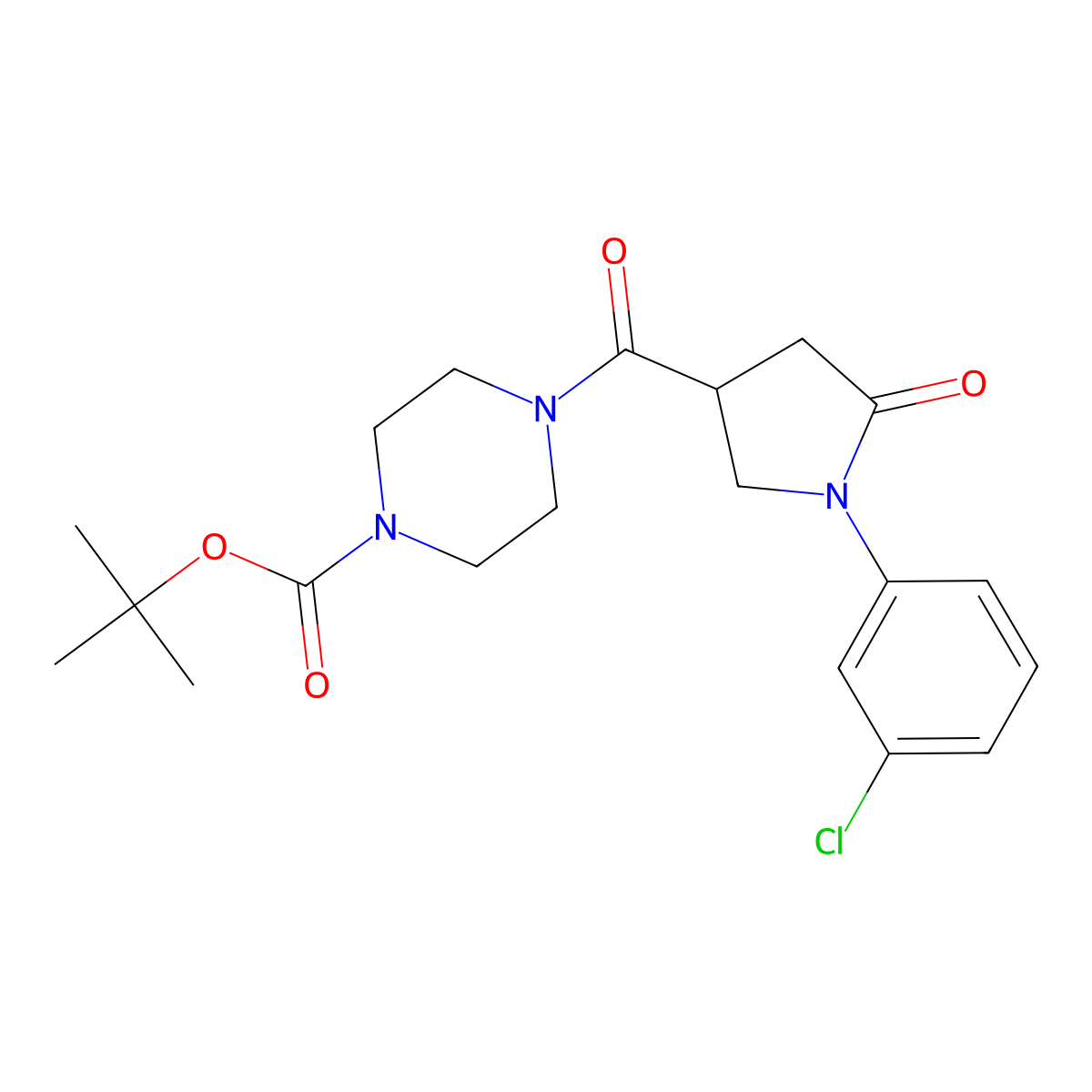 Tert-butyl 4-{[1-(3-chlorophenyl)-5-oxopyrrolidin-3-yl]carbonyl}piperazine-1-carboxylate molecular structure, CAS 1007632-55-4