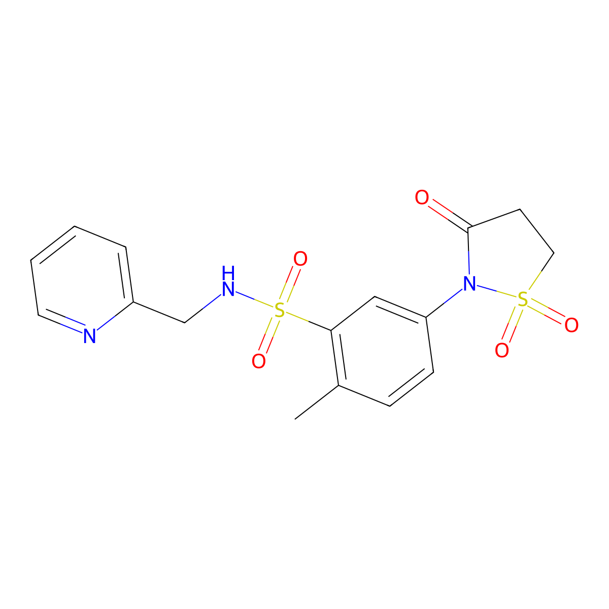 5-(1,1-dioxido-3-oxoisothiazolidin-2-yl)-2-methyl-N-(pyridin-2-ylmethyl)benzenesulfonamide molecular structure, CAS 1007634-04-9