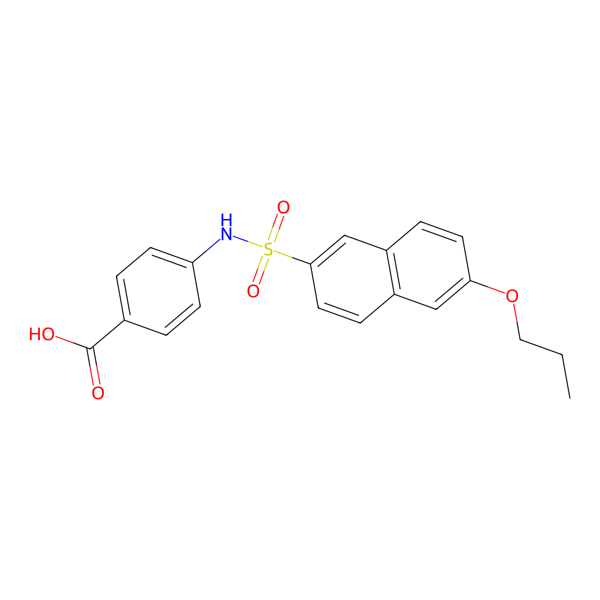 4-(6-Propoxynaphthalene-2-sulfonamido)benzoic acid molecular structure, CAS 1007645-09-1