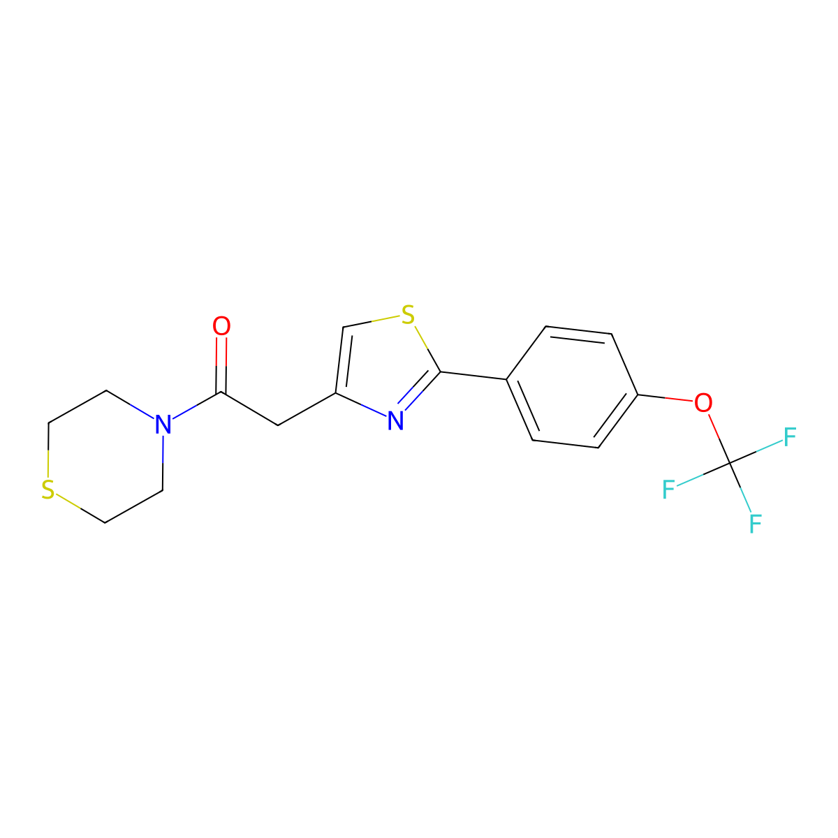 4-({2-[4-(Trifluoromethoxy)phenyl]-1,3-thiazol-4-yl}acetyl)thiomorpholine molecular structure, CAS 1007652-70-1