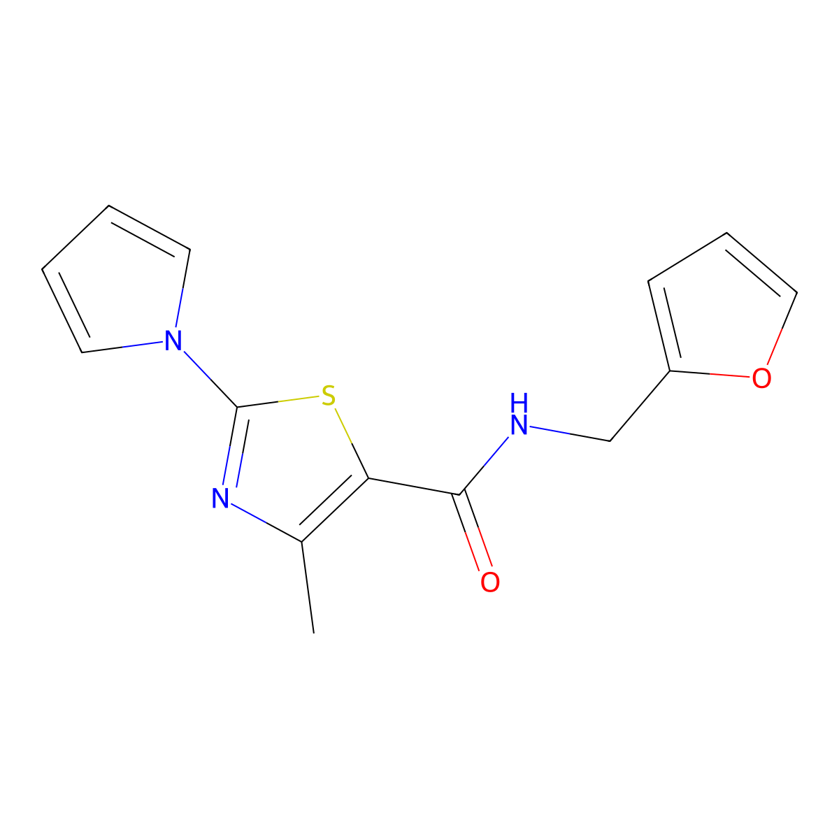 N-(2-furylmethyl)-4-methyl-2-(1H-pyrrol-1-yl)-1,3-thiazole-5-carboxamide molecular structure, CAS 1007652-83-6