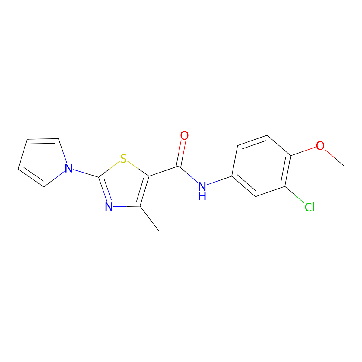 N-(3-chloro-4-methoxyphenyl)-4-methyl-2-(1H-pyrrol-1-yl)-1,3-thiazole-5-carboxamide molecular structure, CAS 1007652-87-0