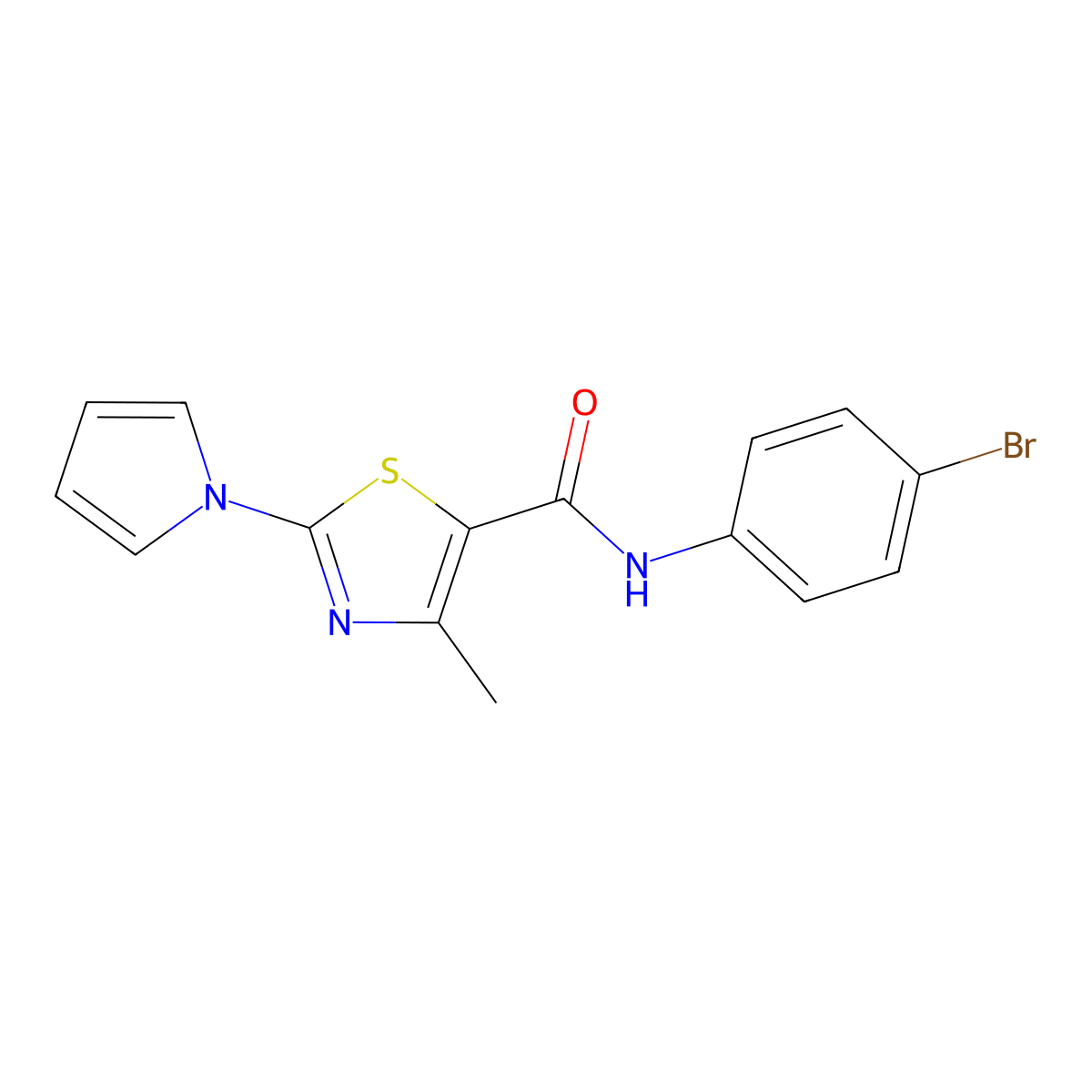 N-(4-bromophenyl)-4-methyl-2-(1H-pyrrol-1-yl)-1,3-thiazole-5-carboxamide molecular structure, CAS 1007653-49-7
