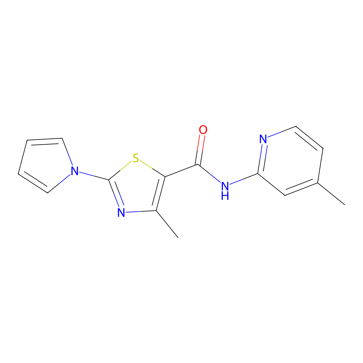 4-methyl-N-(4-methylpyridin-2-yl)-2-(1H-pyrrol-1-yl)-1,3-thiazole-5-carboxamide molecular structure, CAS 1007653-54-4