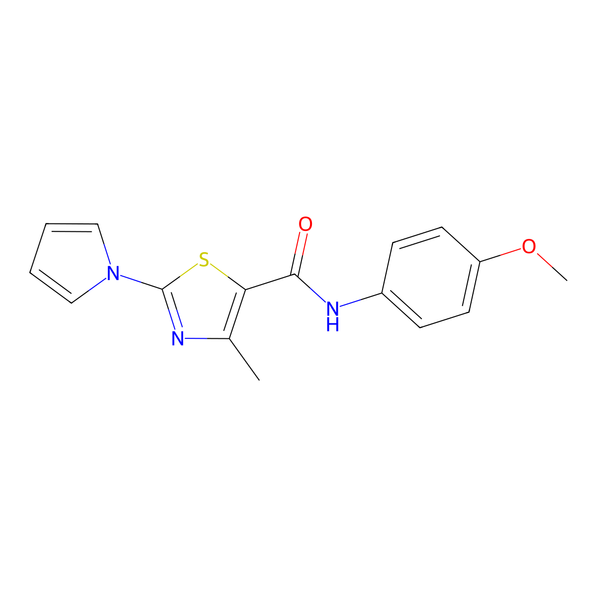 N-(4-methoxyphenyl)-4-methyl-2-(1H-pyrrol-1-yl)-1,3-thiazole-5-carboxamide molecular structure, CAS 1007653-59-9