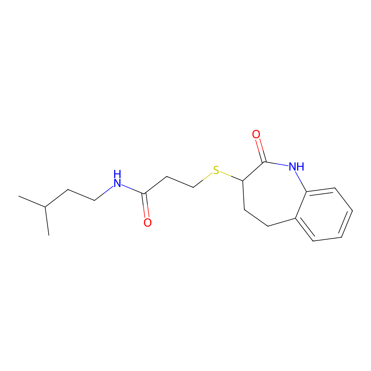 3-[(2-hydroxy-4,5-dihydro-3H-1-benzazepin-3-yl)sulfanyl]-N-(3-methylbutyl)propanamide molecular structure, CAS 1007653-84-0