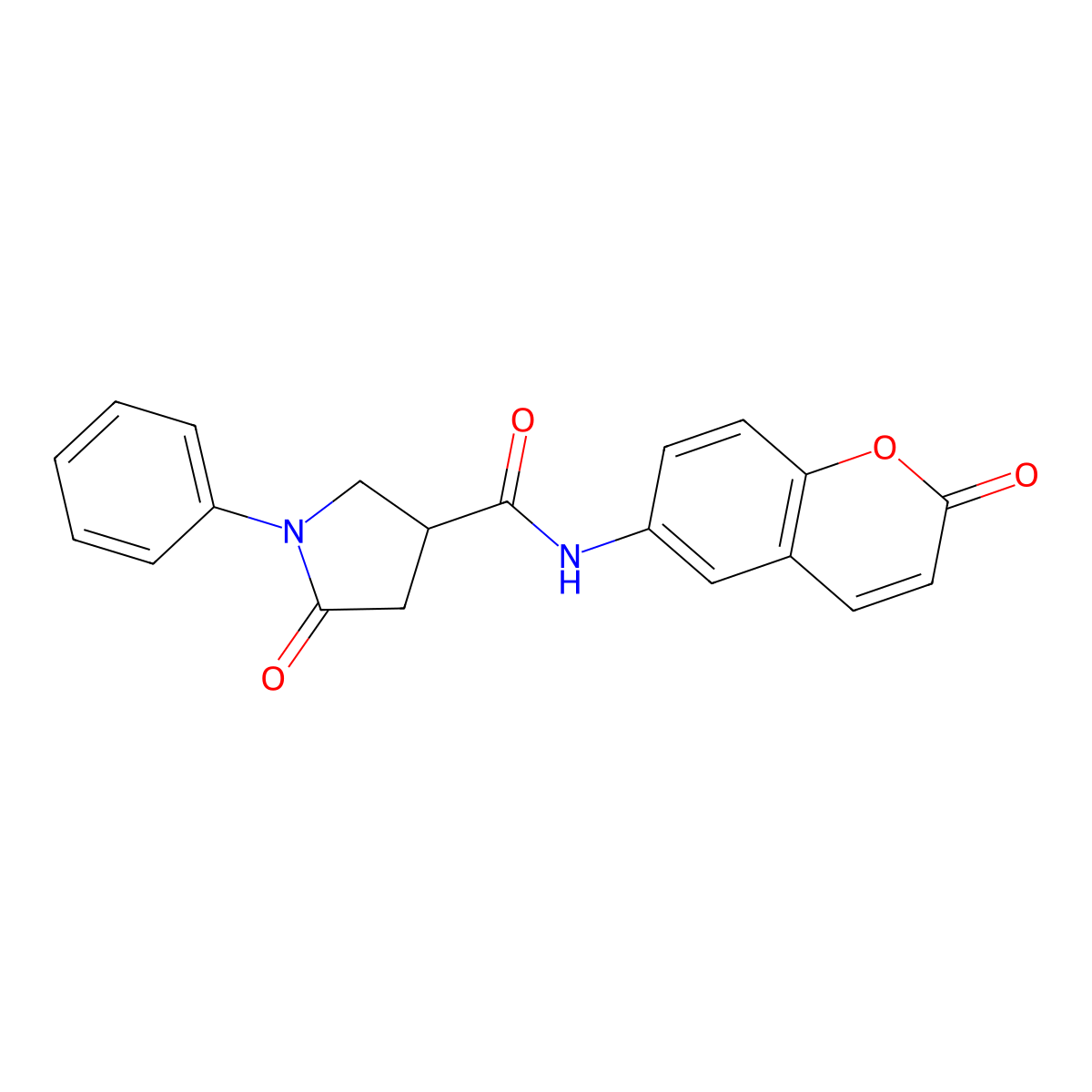 5-oxo-N-(2-oxo-2H-chromen-6-yl)-1-phenylpyrrolidine-3-carboxamide molecular structure, CAS 1007653-97-5